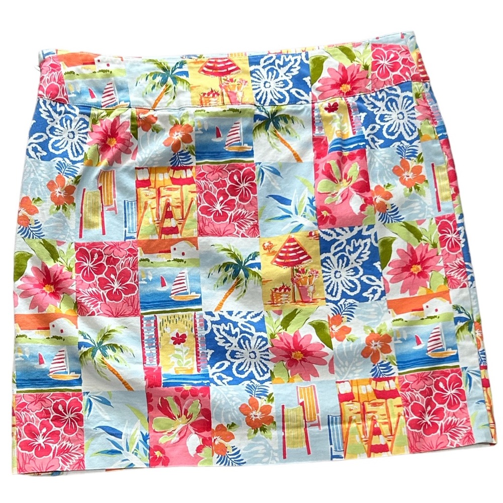 Talbots Zip Up Tropical Beach Patchwork Skirt Siz… - image 4